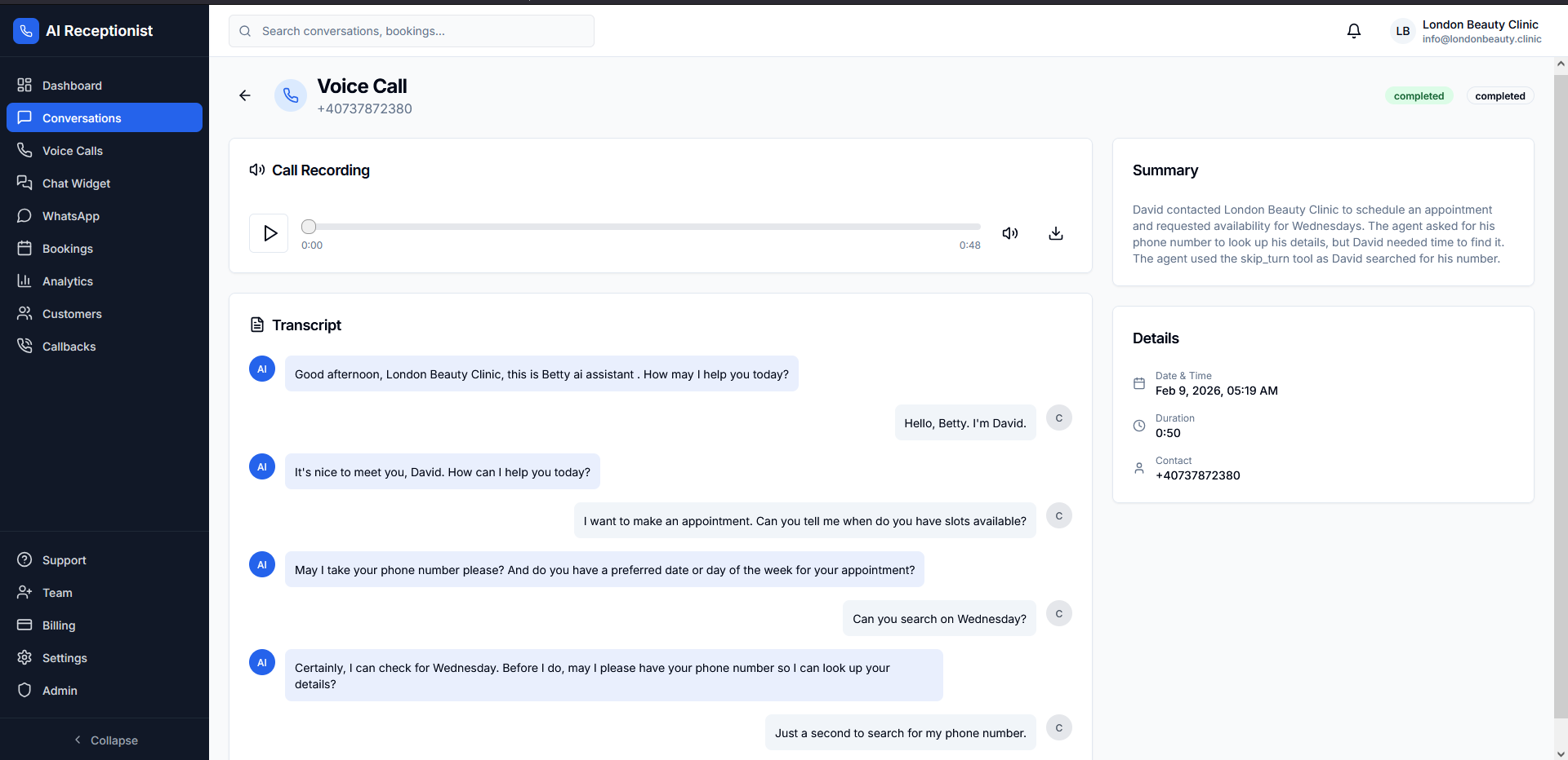 Sprachanruf-Transkription